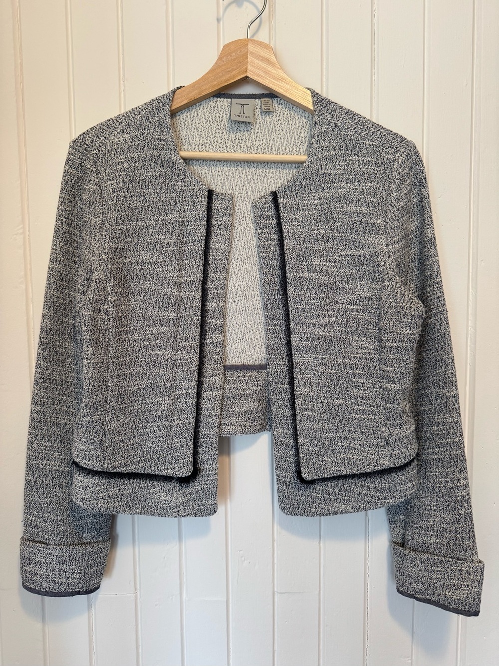 Tristan  Textured Open-Front Cropped Jacket